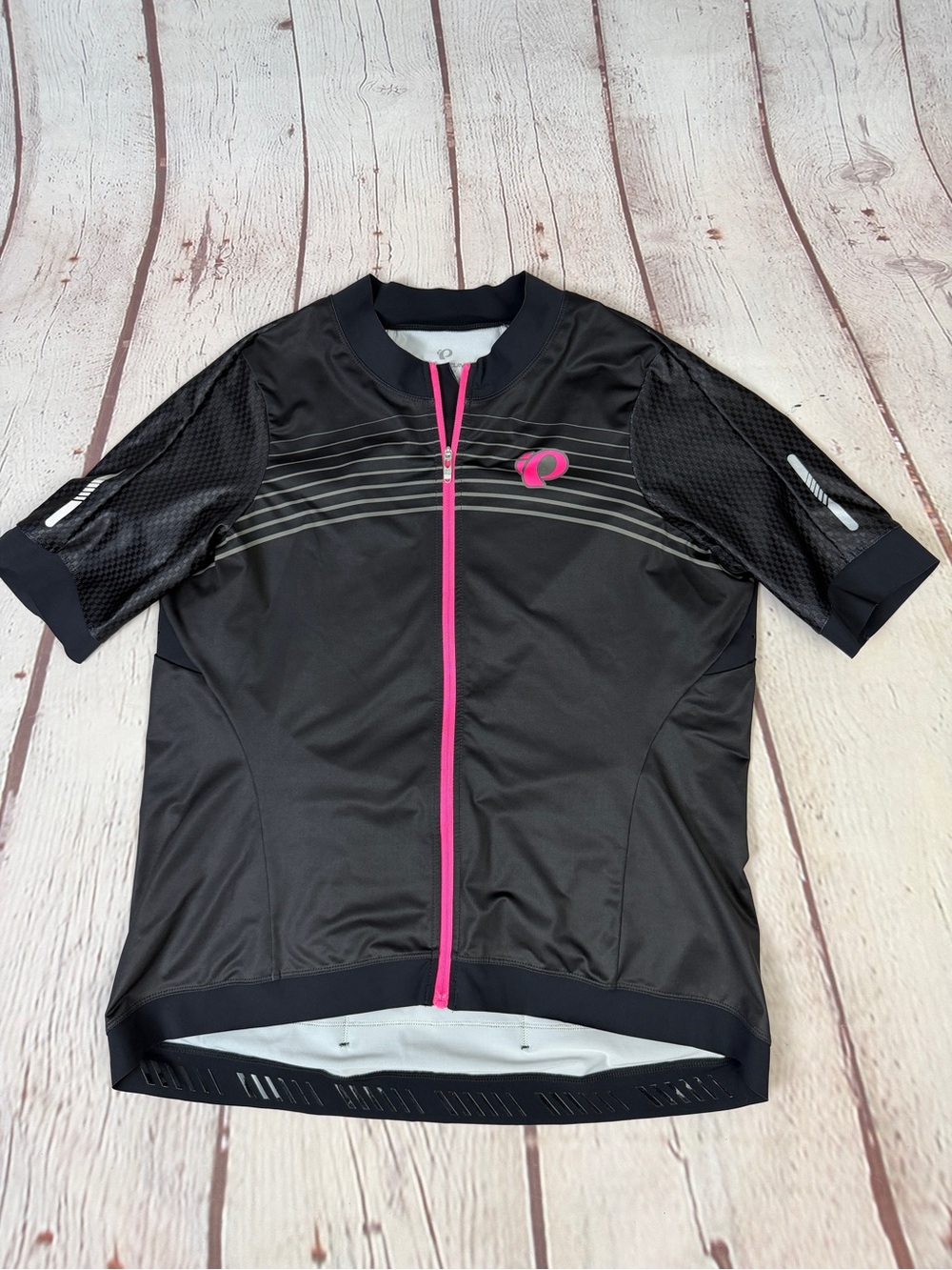 PEARL IZUMI black & pink short sleeve reflective cycling jersey shirt, size XXL